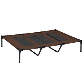 XL Elevated Dog Bed, Outdoor Raised Dog Bed, Portable Pet Cot w/Carry Bag Metal Frame Breathable Mesh Indoor and Outdoor Tan