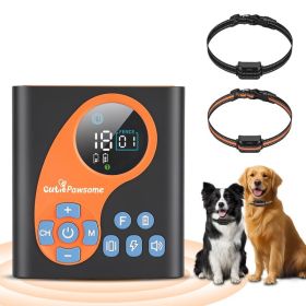 2 In 1 Wireless Dog Fence System With Training Collar Invisible Dog Fence IP68 Waterproof With 722FT Adjustable Range Beep Vibration Static Shock (Option: 1 Transmitter and 2 Collar)
